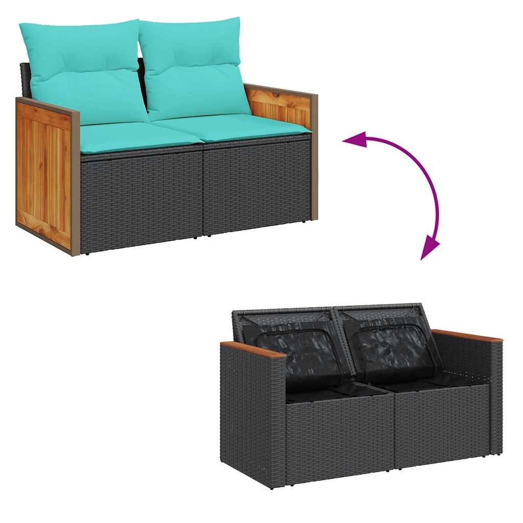 sofasæt til haven 7 dele med hynder polyrattan sort