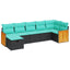 sofasæt til haven 7 dele med hynder polyrattan sort