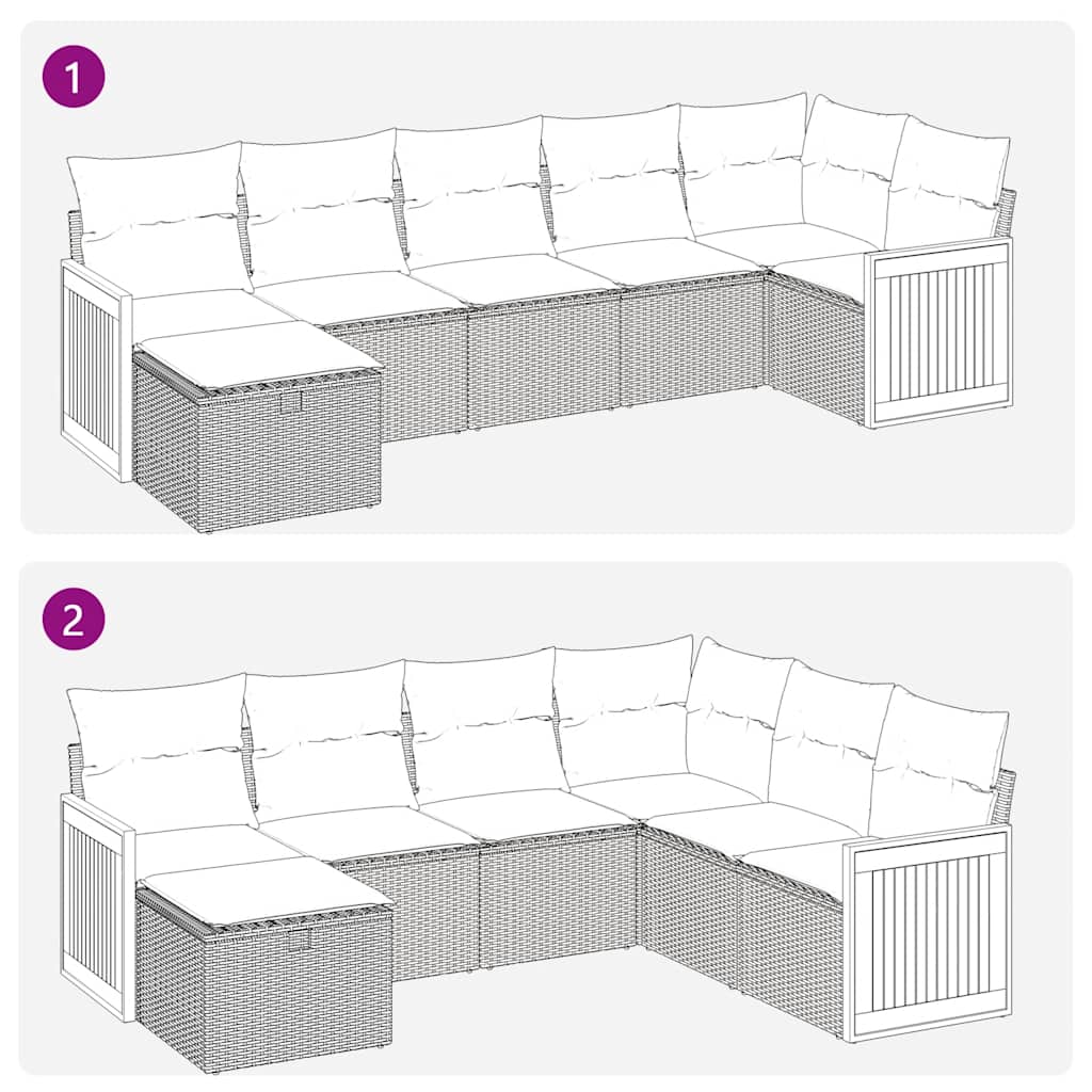 sofasæt til haven 7 dele med hynder polyrattan beige