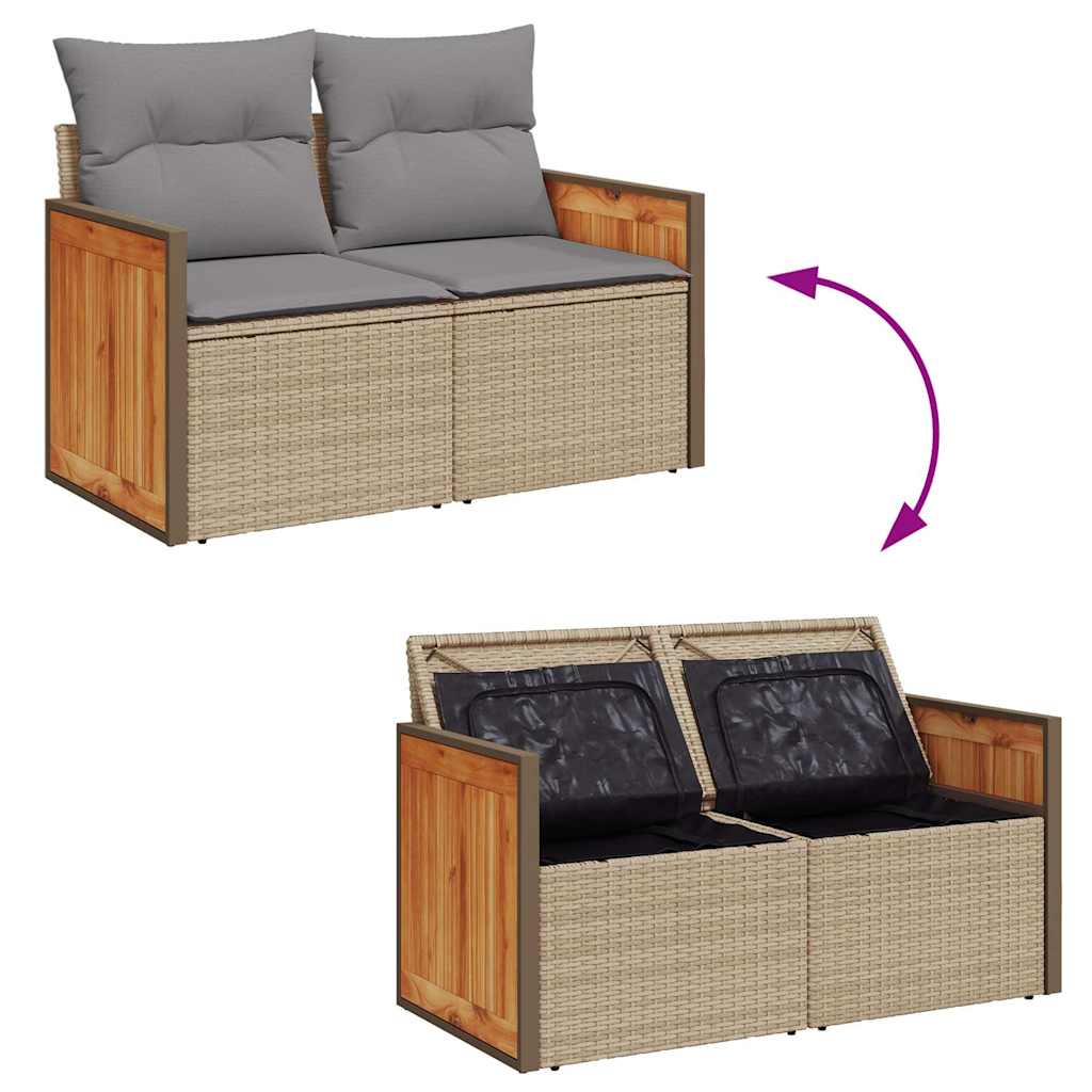 sofasæt til haven 7 dele med hynder polyrattan beige