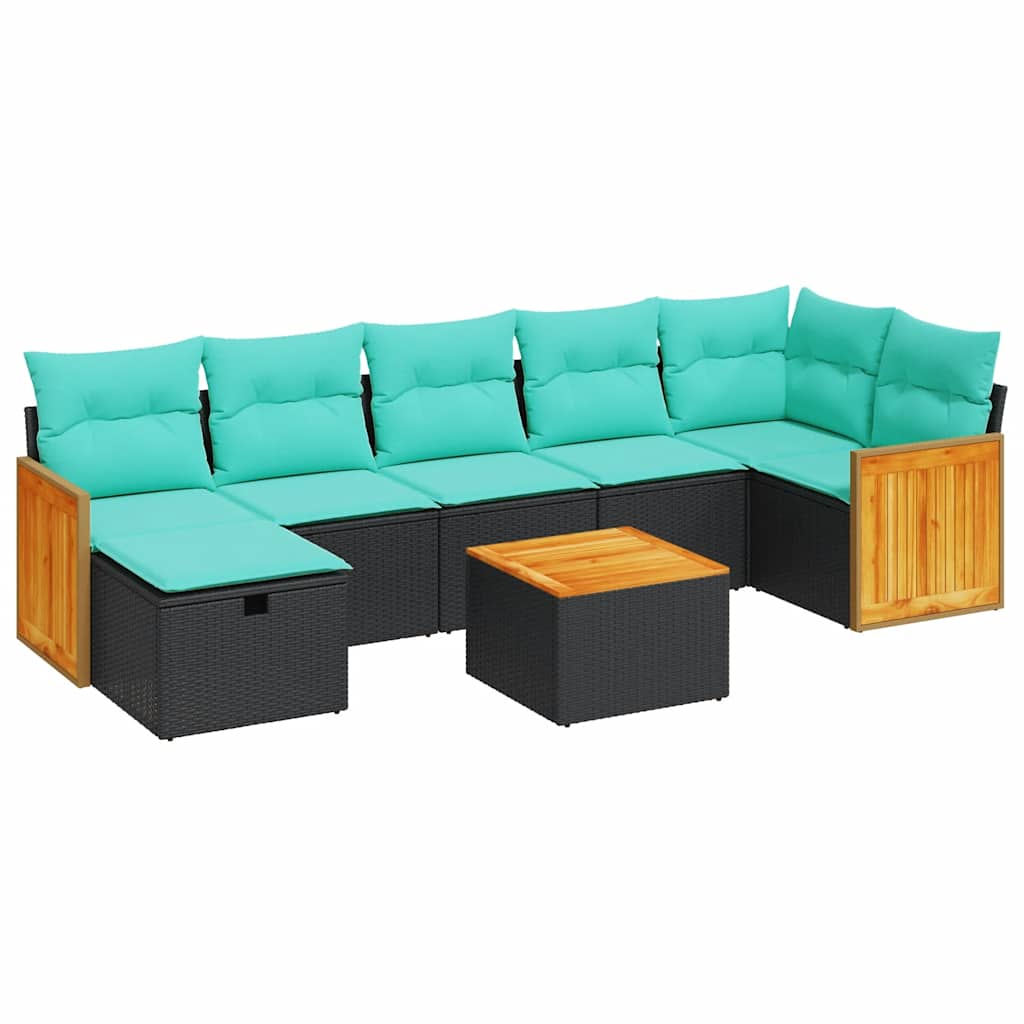 sofasæt til haven 8 dele med hynder polyrattan sort