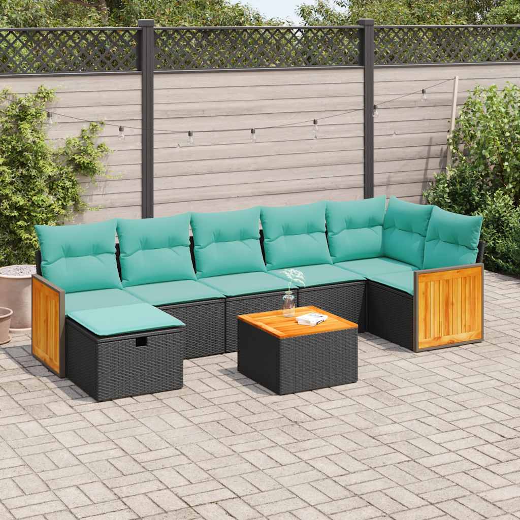 sofasæt til haven 8 dele med hynder polyrattan sort