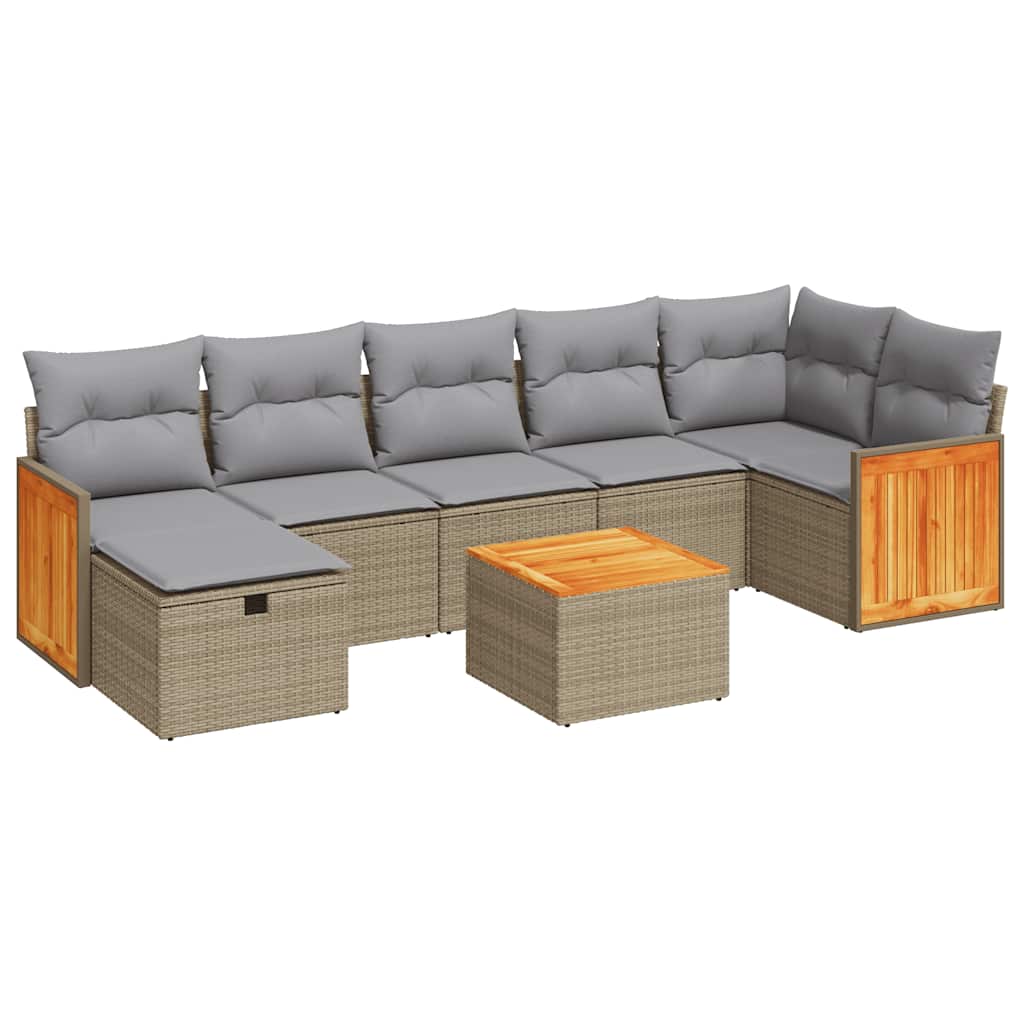 sofasæt til haven 8 dele med hynder polyrattan beige