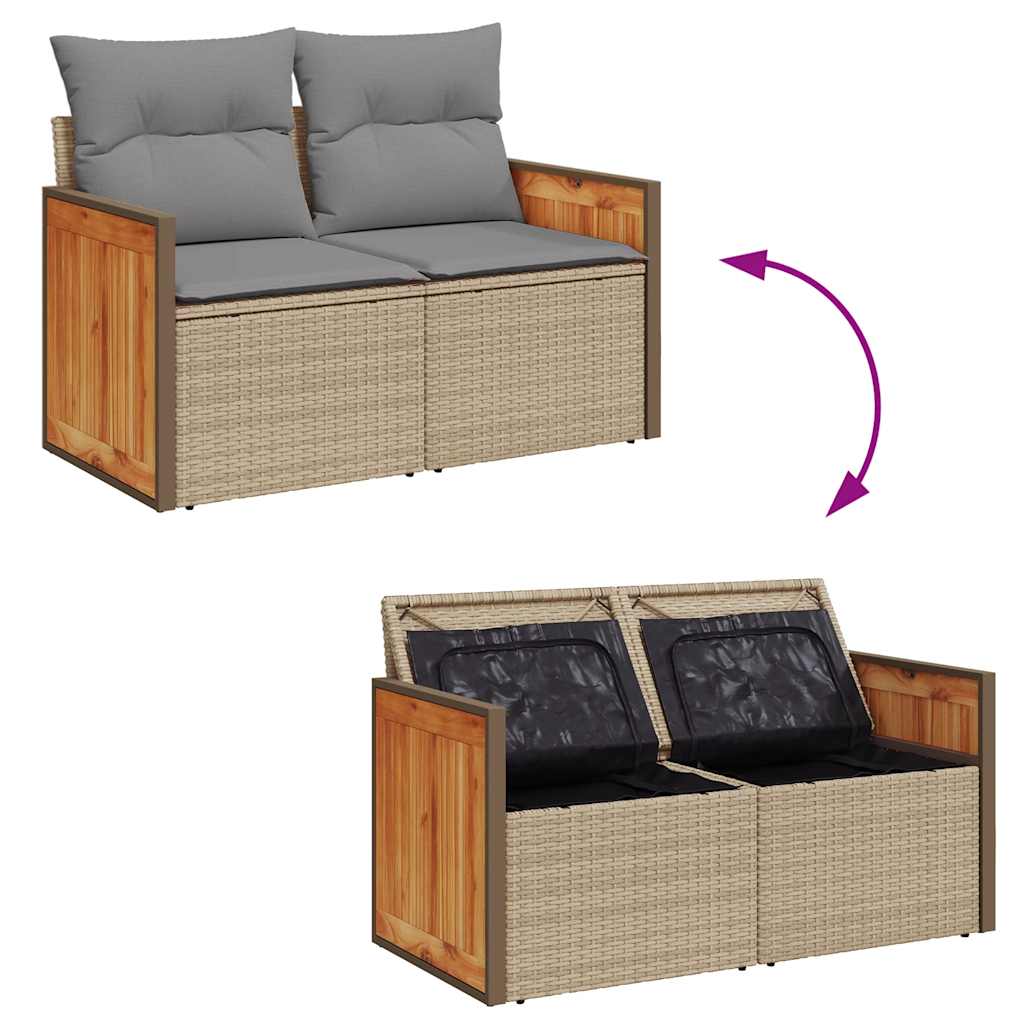 sofasæt til haven 8 dele med hynder polyrattan beige