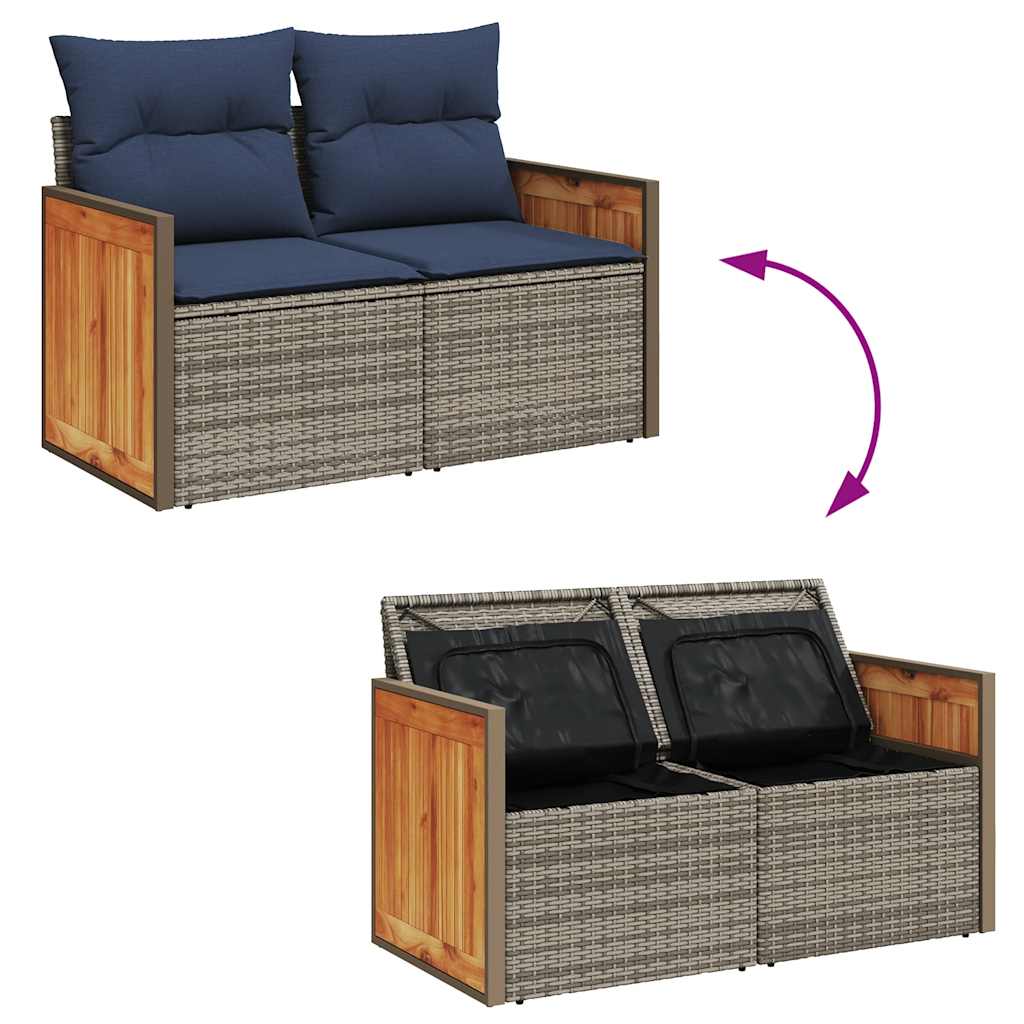 sofasæt til haven 8 dele med hynder polyrattan grå