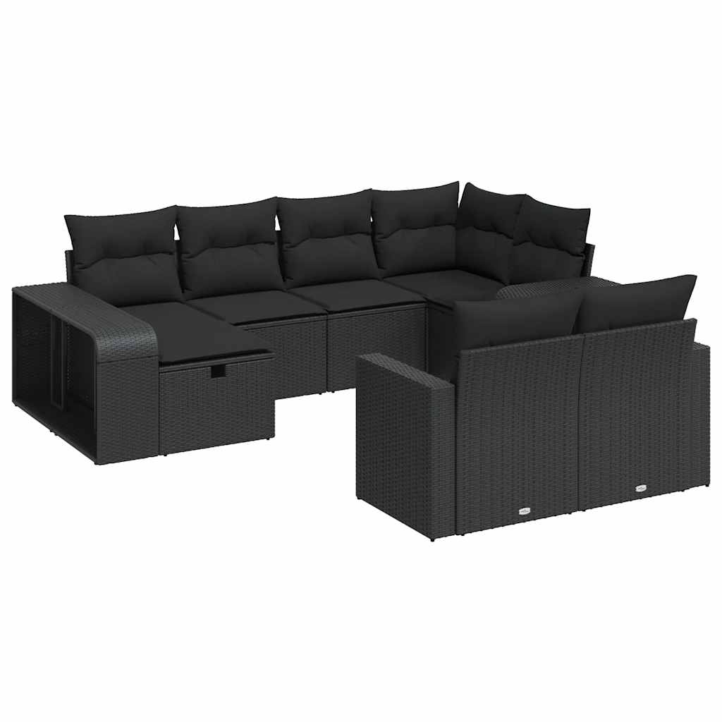 sofasæt til haven 10 dele med hynder polyrattan sort