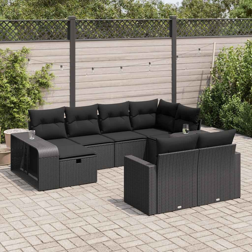 sofasæt til haven 10 dele med hynder polyrattan sort