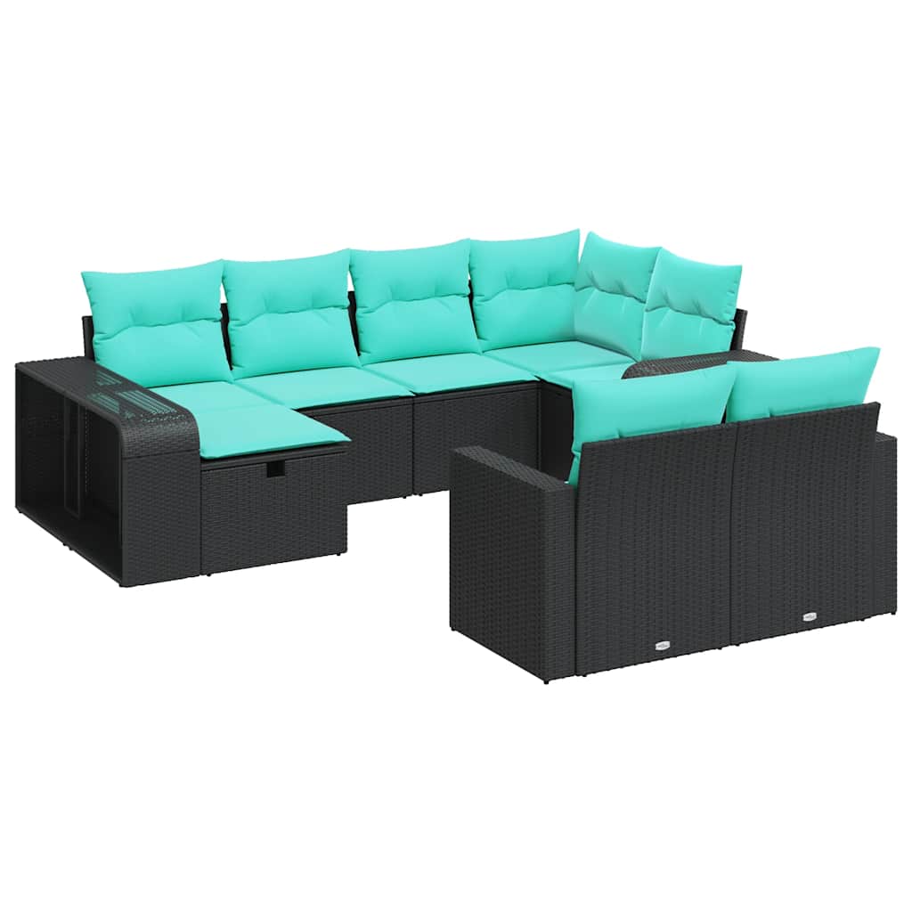 sofasæt til haven 10 dele med hynder polyrattan sort