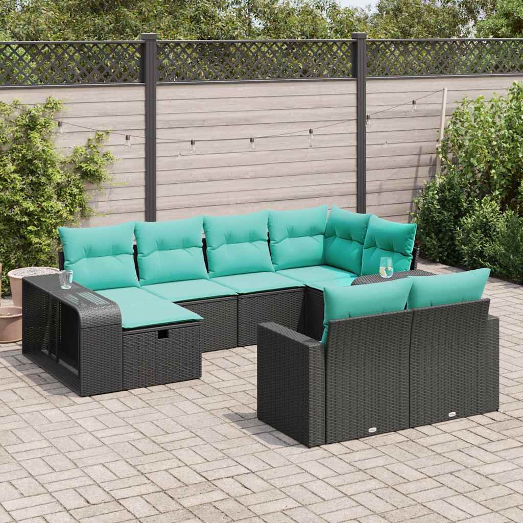 sofasæt til haven 10 dele med hynder polyrattan sort