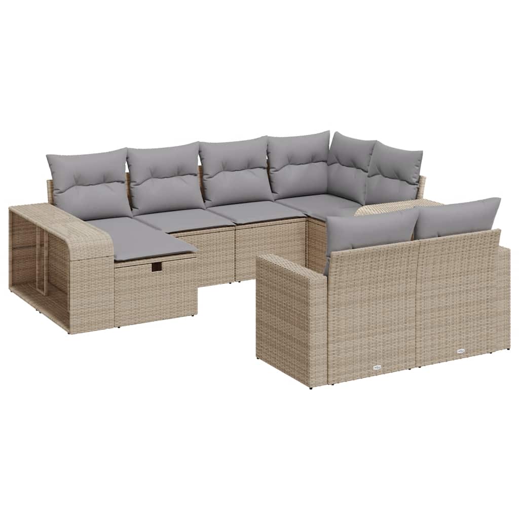 sofasæt til haven 10 dele med hynder polyrattan beige
