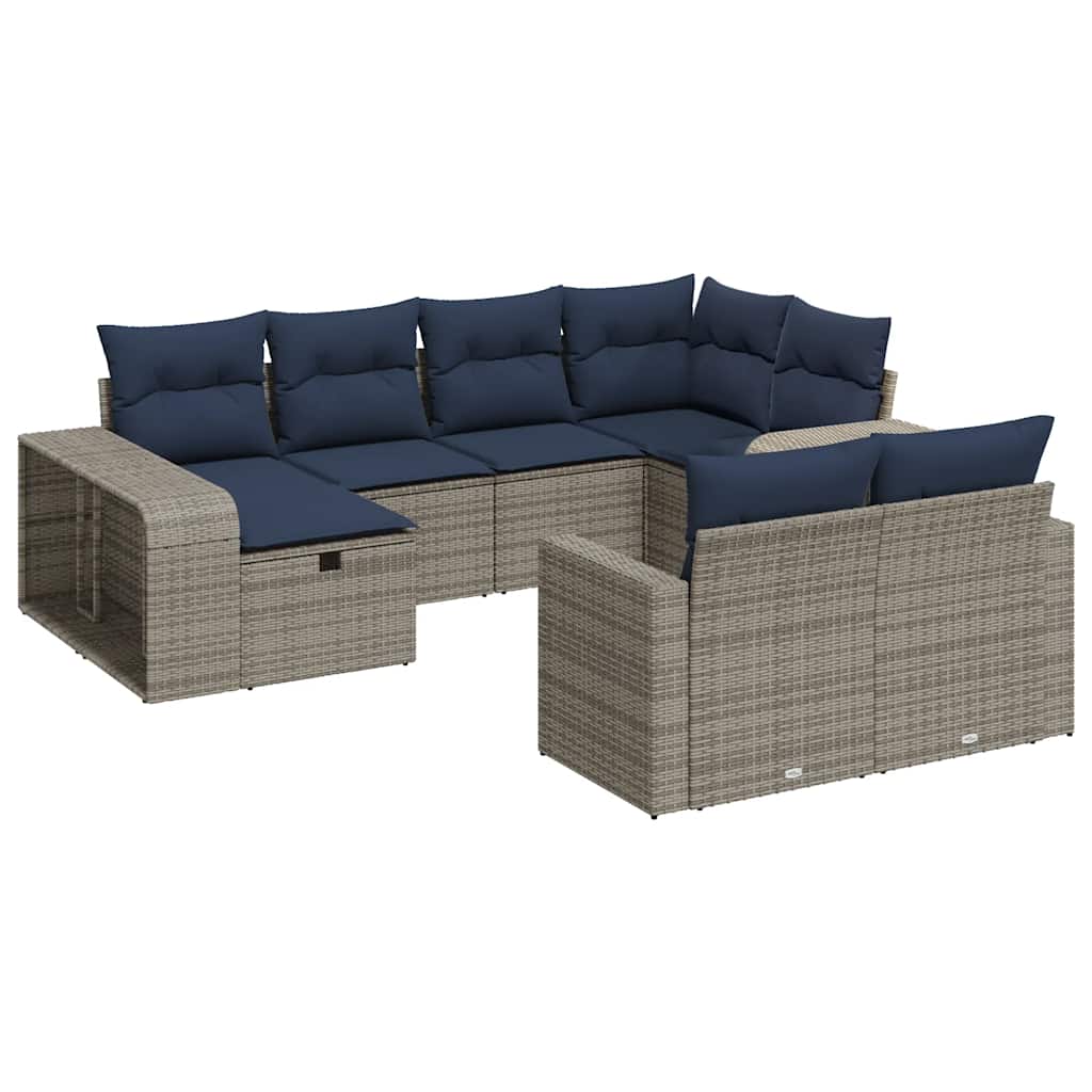 sofasæt til haven 10 dele med hynder polyrattan grå