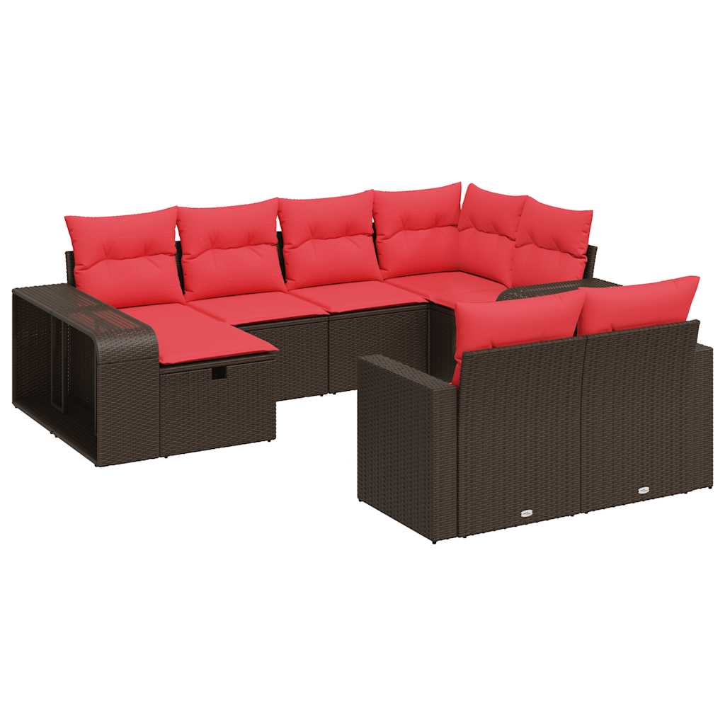 sofasæt til haven 10 dele med hynder polyrattan brun