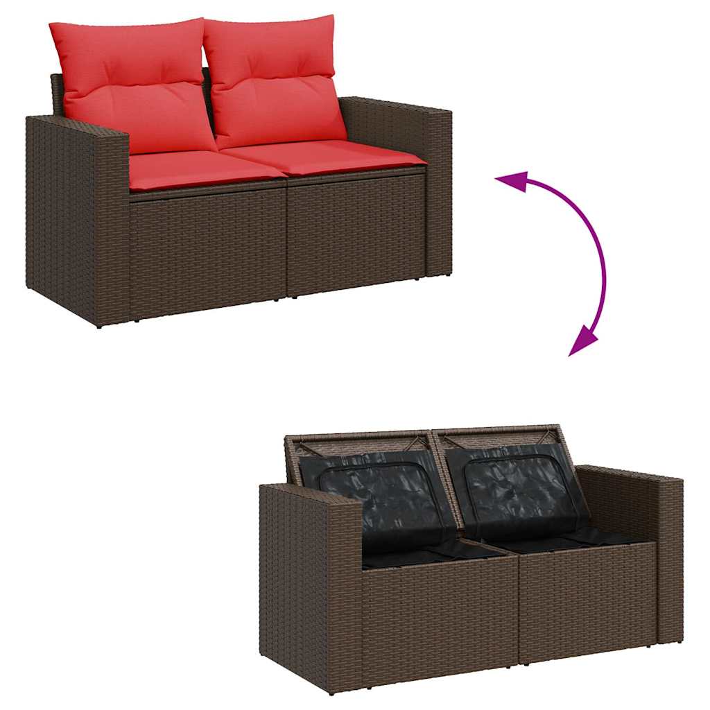 sofasæt til haven 10 dele med hynder polyrattan brun
