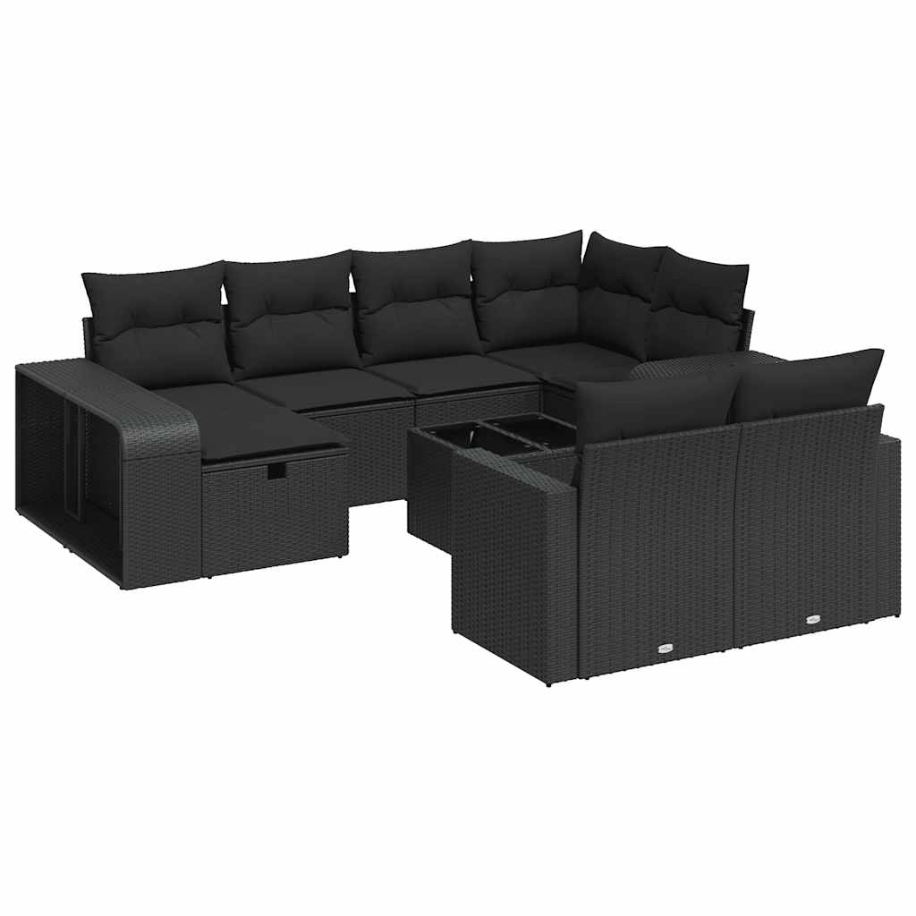 sofasæt til haven 11 dele med hynder polyrattan sort