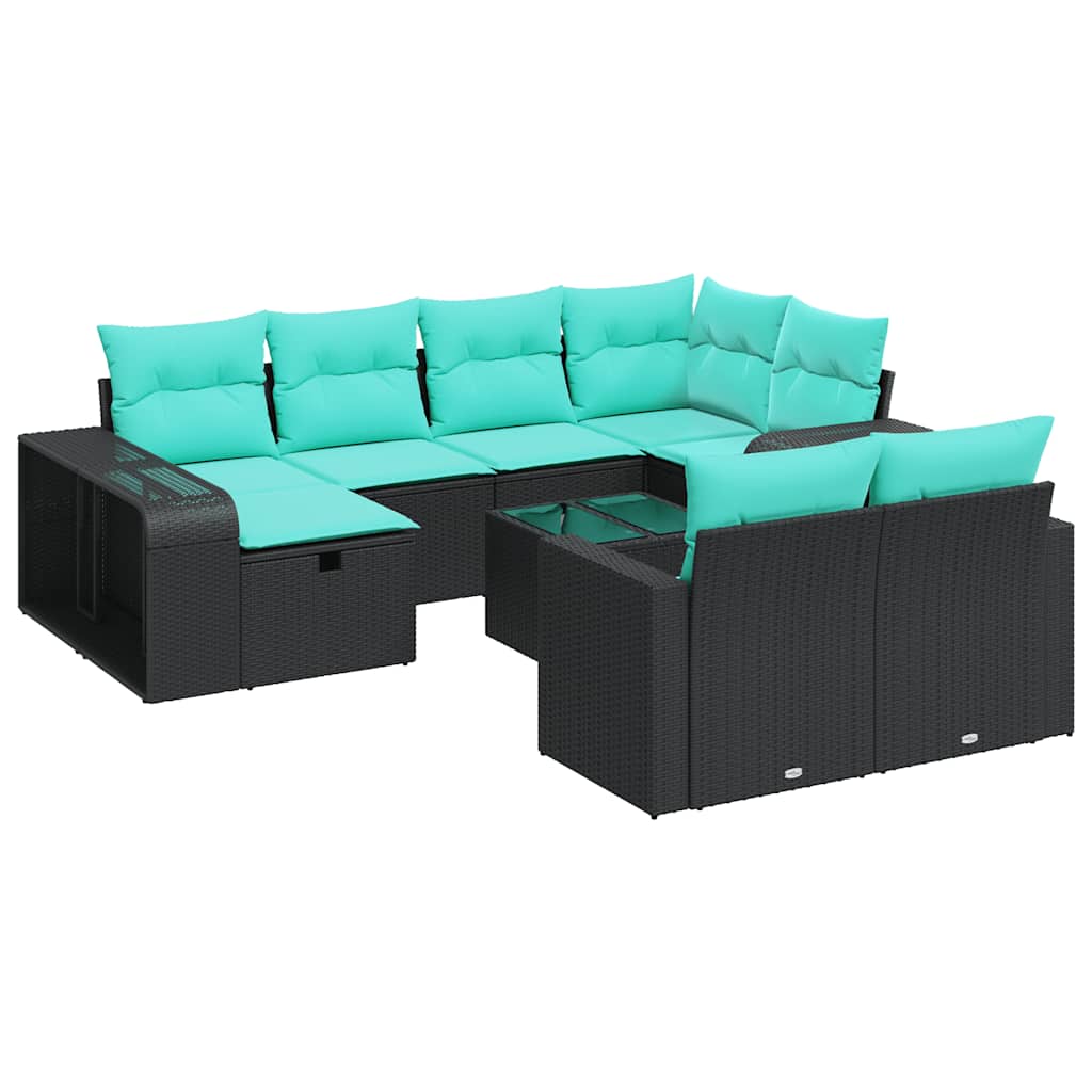 sofasæt til haven 11 dele med hynder polyrattan sort