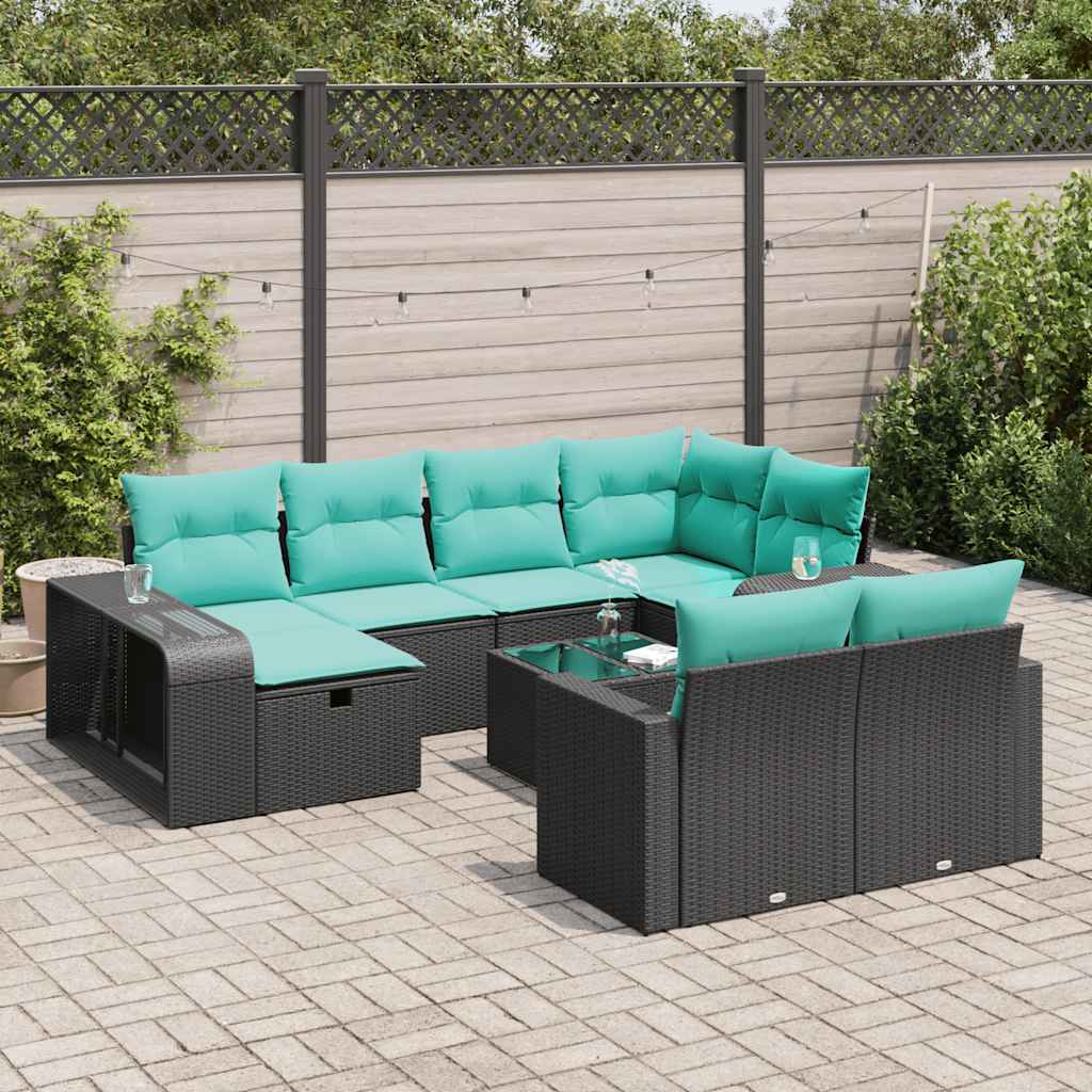 sofasæt til haven 11 dele med hynder polyrattan sort