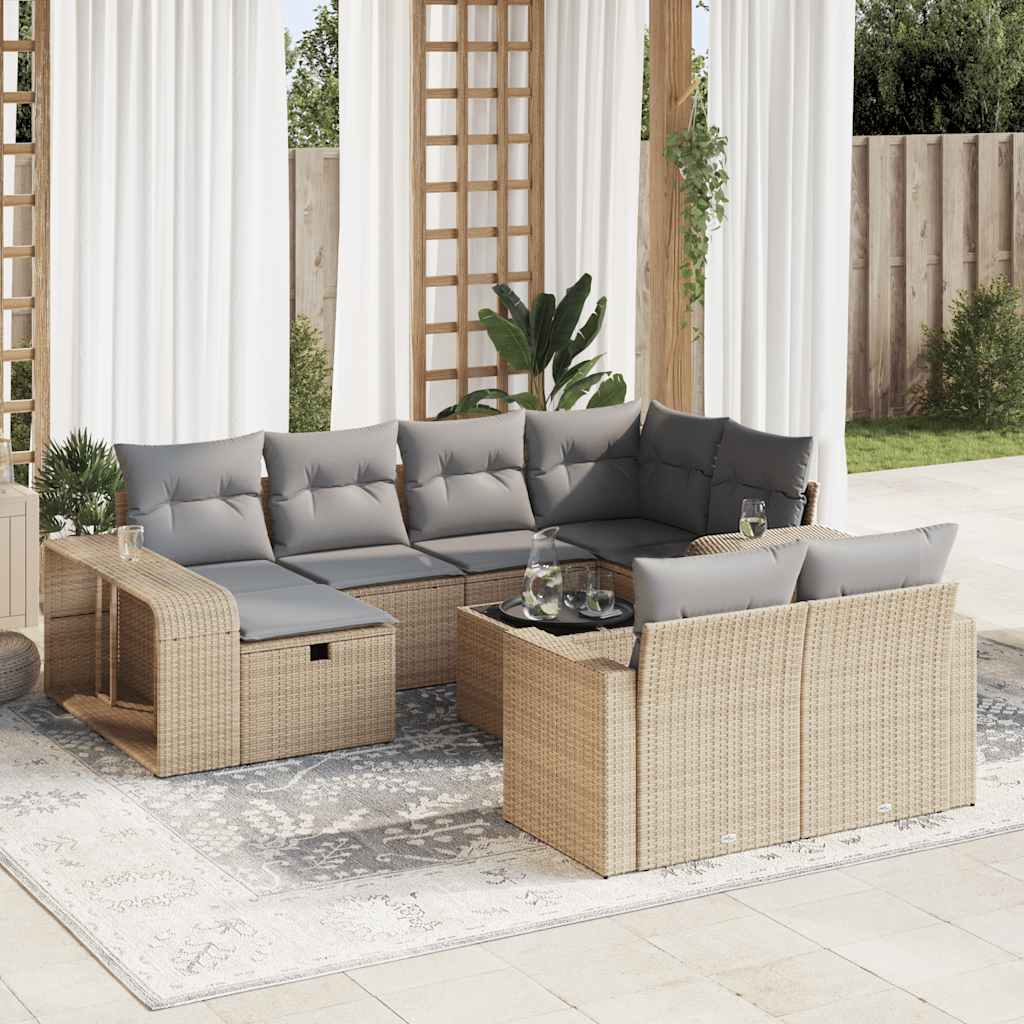 sofasæt til haven 11 dele med hynder polyrattan beige