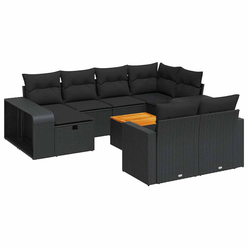 sofasæt til haven 11 dele med hynder polyrattan sort