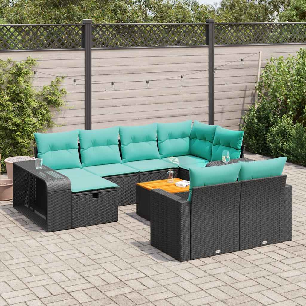 sofasæt til haven 11 dele med hynder polyrattan sort