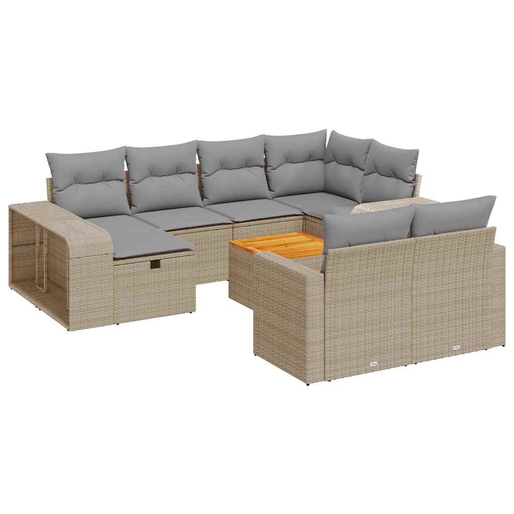 sofasæt til haven 11 dele med hynder polyrattan beige
