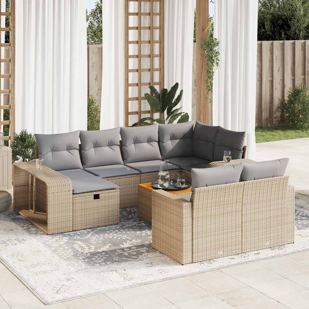 sofasæt til haven 11 dele med hynder polyrattan beige