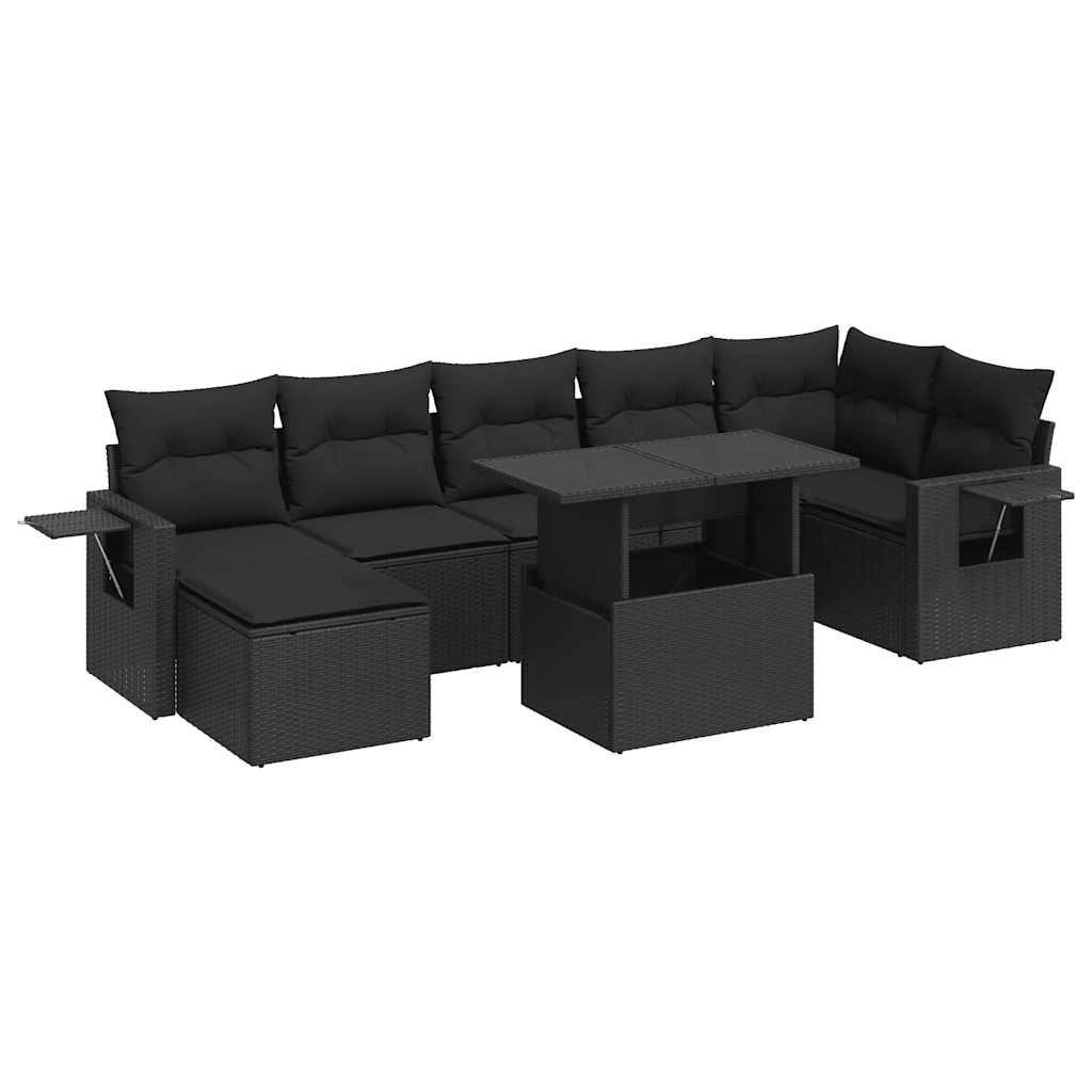 sofasæt til haven 8 dele med hynder polyrattan sort