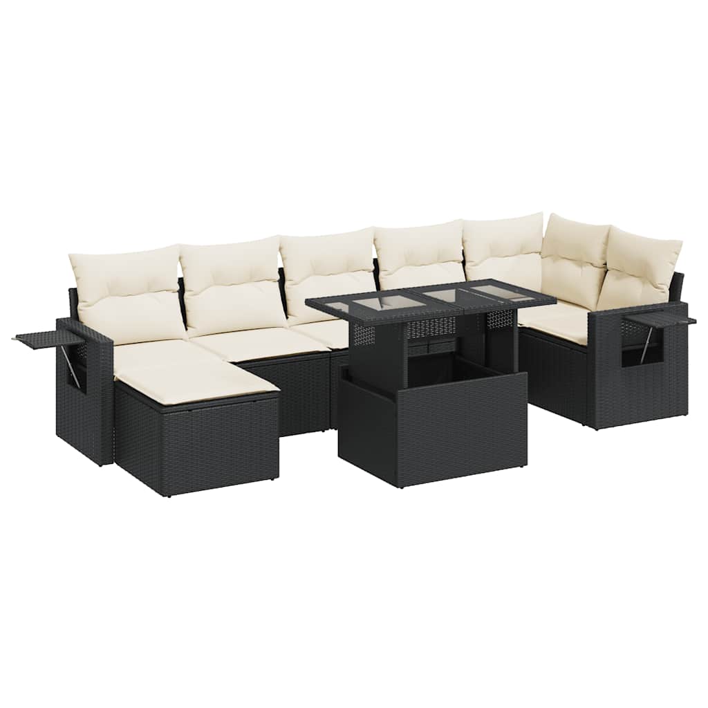 sofasæt til haven 8 dele med hynder polyrattan sort