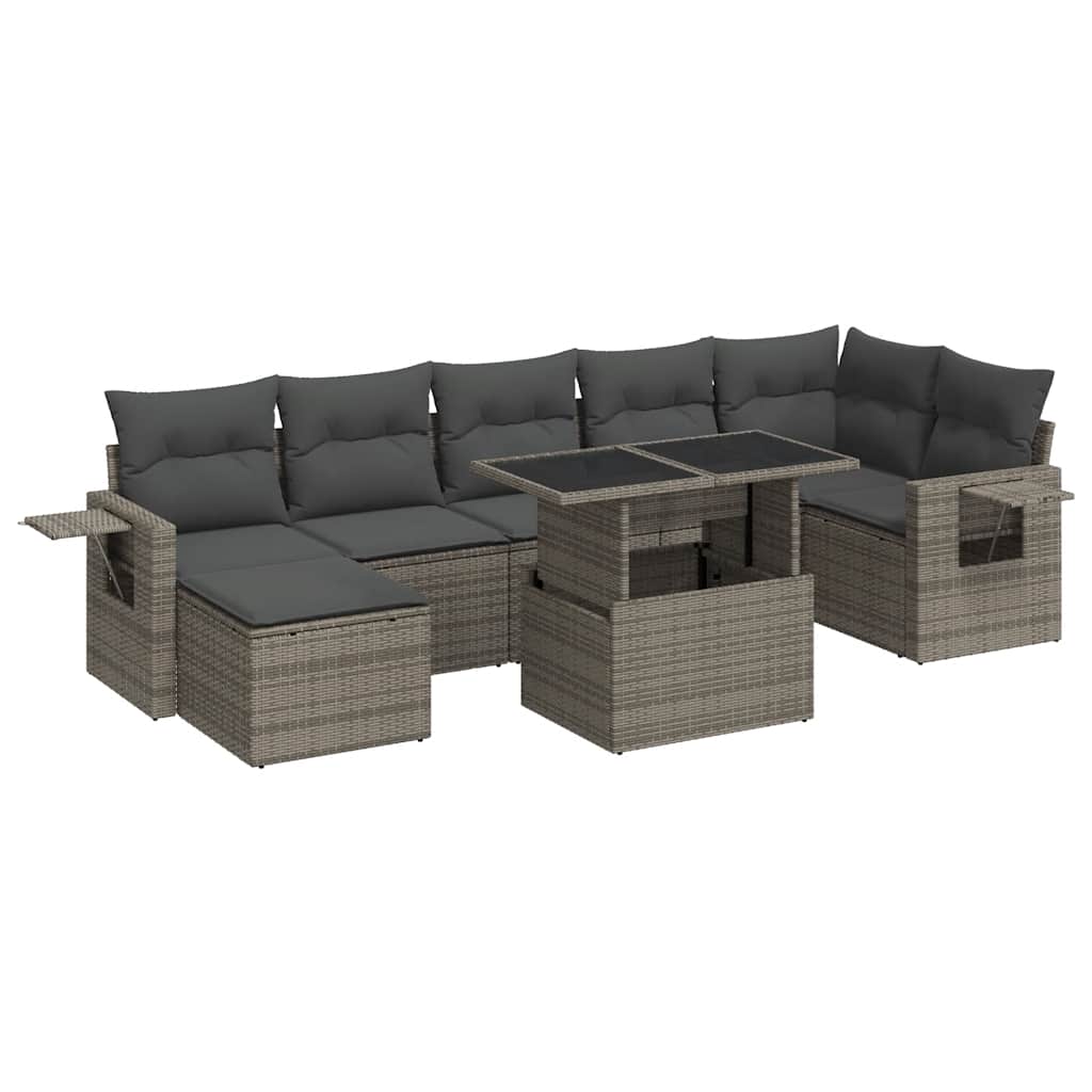 sofasæt til haven 8 dele med hynder polyrattan grå