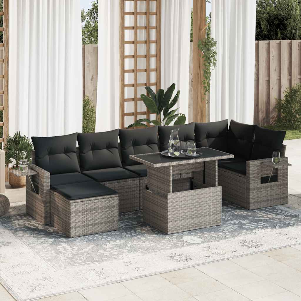 sofasæt til haven 8 dele med hynder polyrattan grå