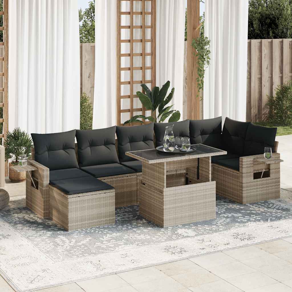 sofasæt til haven 8 dele med hynder polyrattan lysegrå
