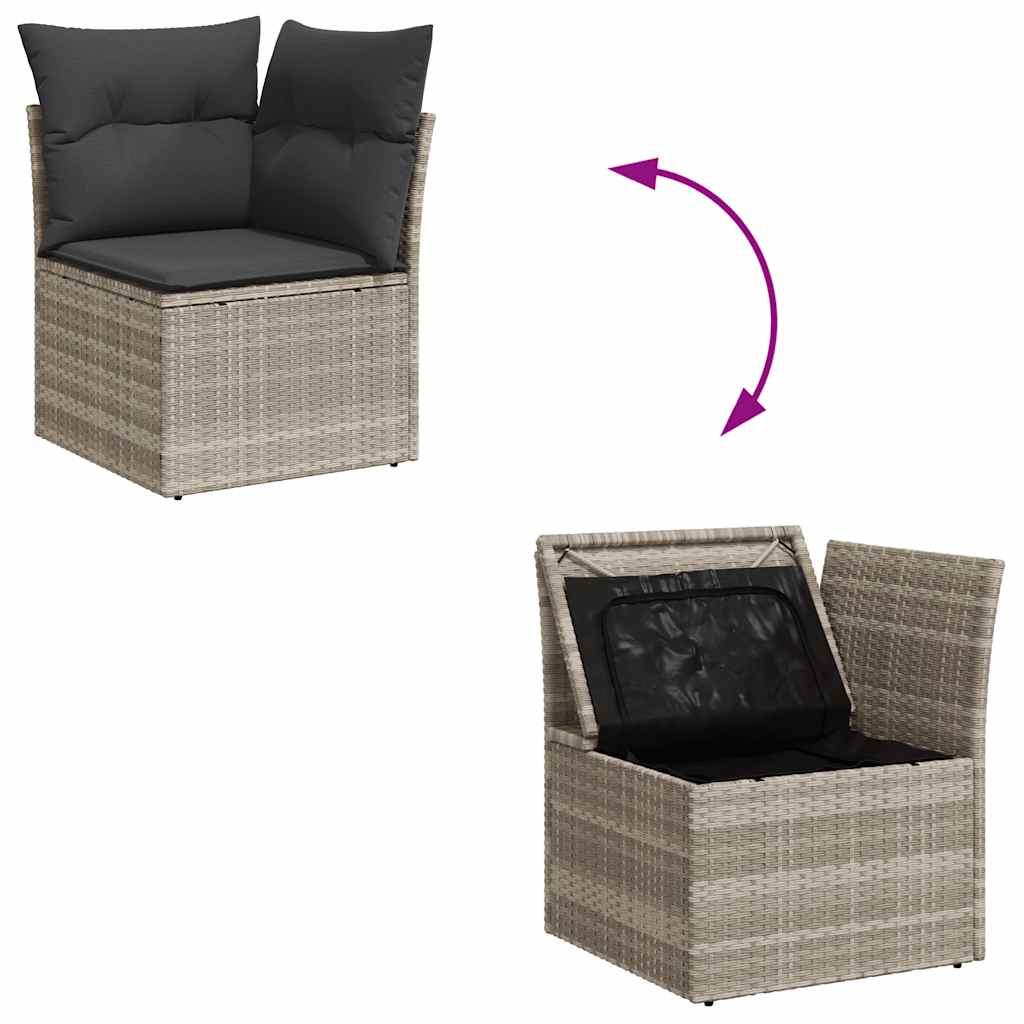 sofasæt til haven 9 dele med hynder polyrattan lysegrå