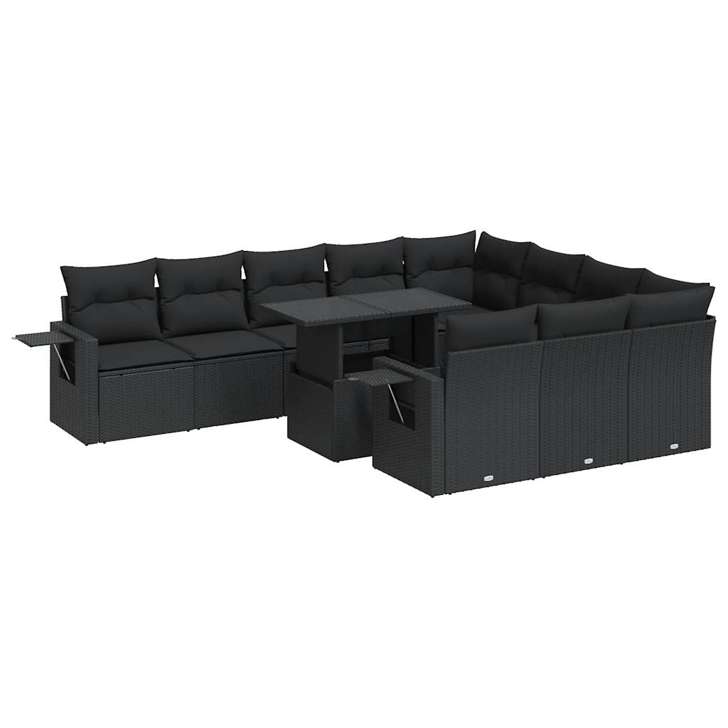 sofasæt til haven 11 dele med hynder polyrattan sort