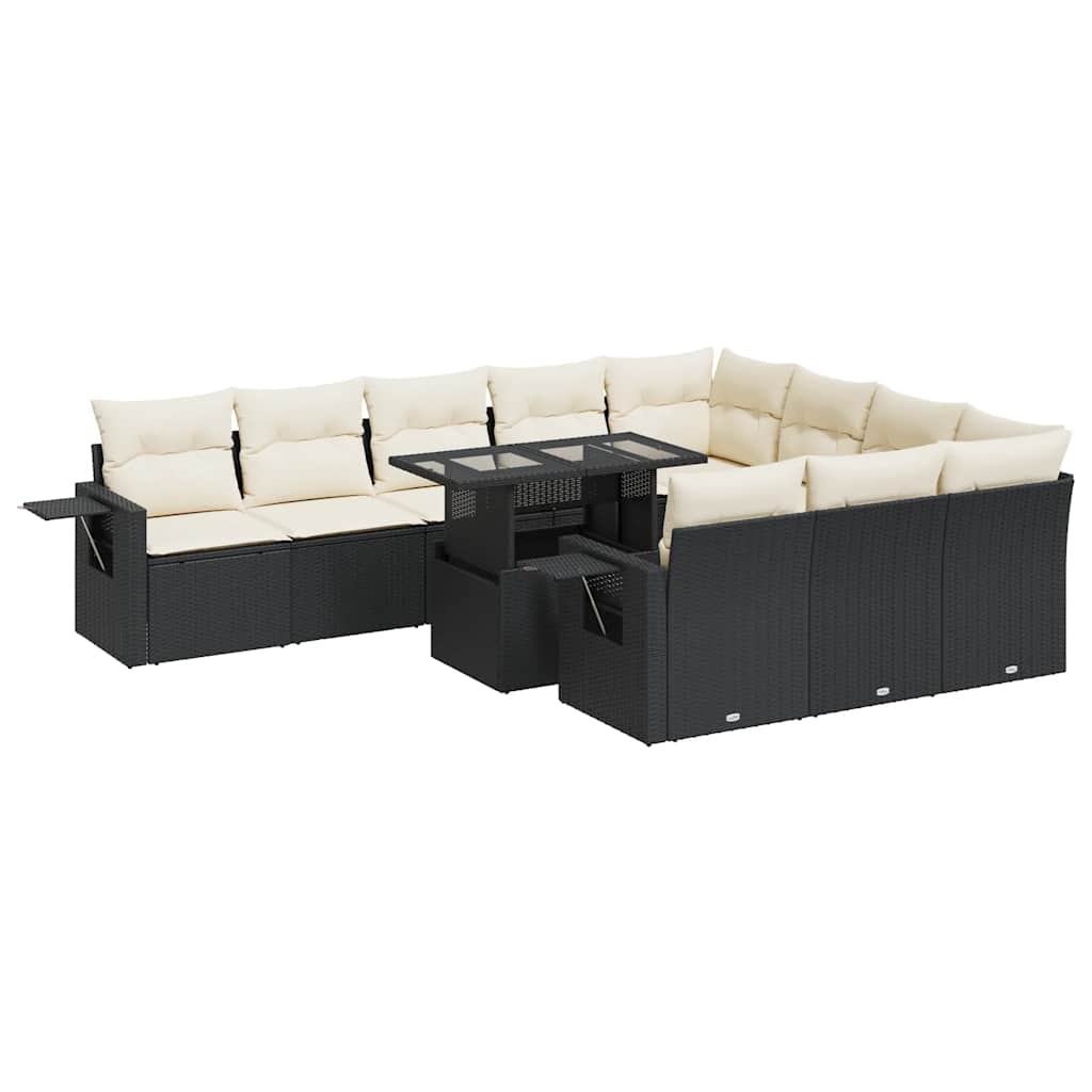 sofasæt til haven 11 dele med hynder polyrattan sort
