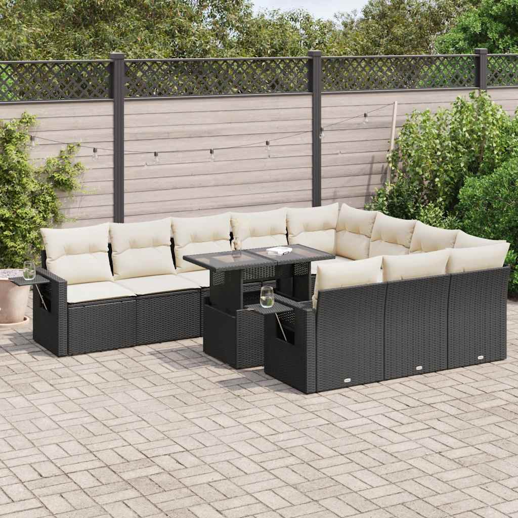 sofasæt til haven 11 dele med hynder polyrattan sort