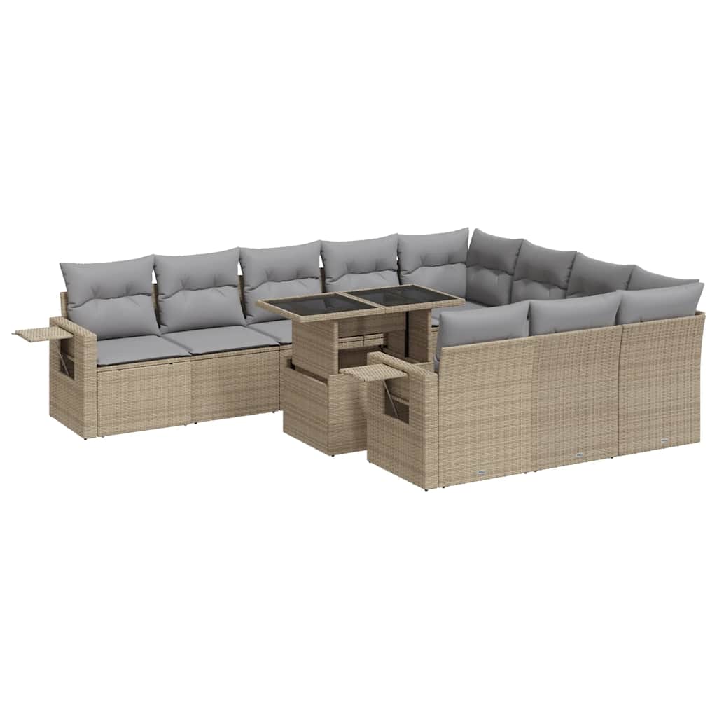 sofasæt til haven 11 dele med hynder polyrattan beige