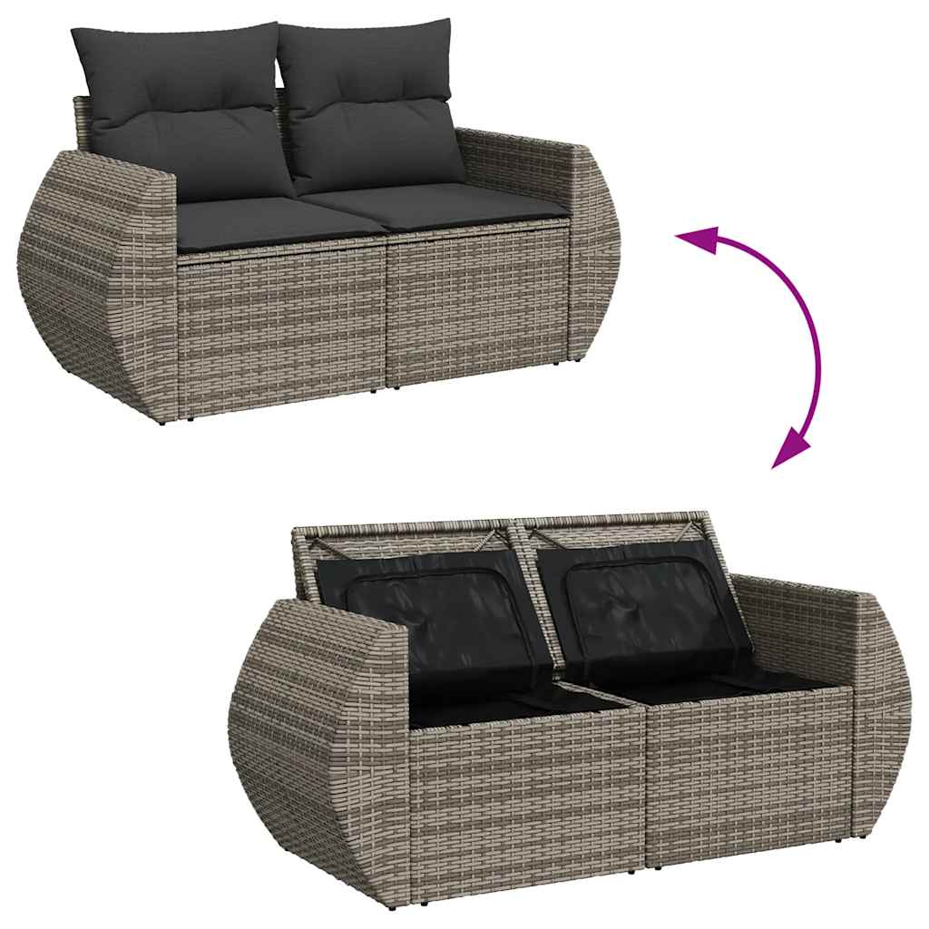 sofaesæt til haven 7 dele med hynder polyrattan grå