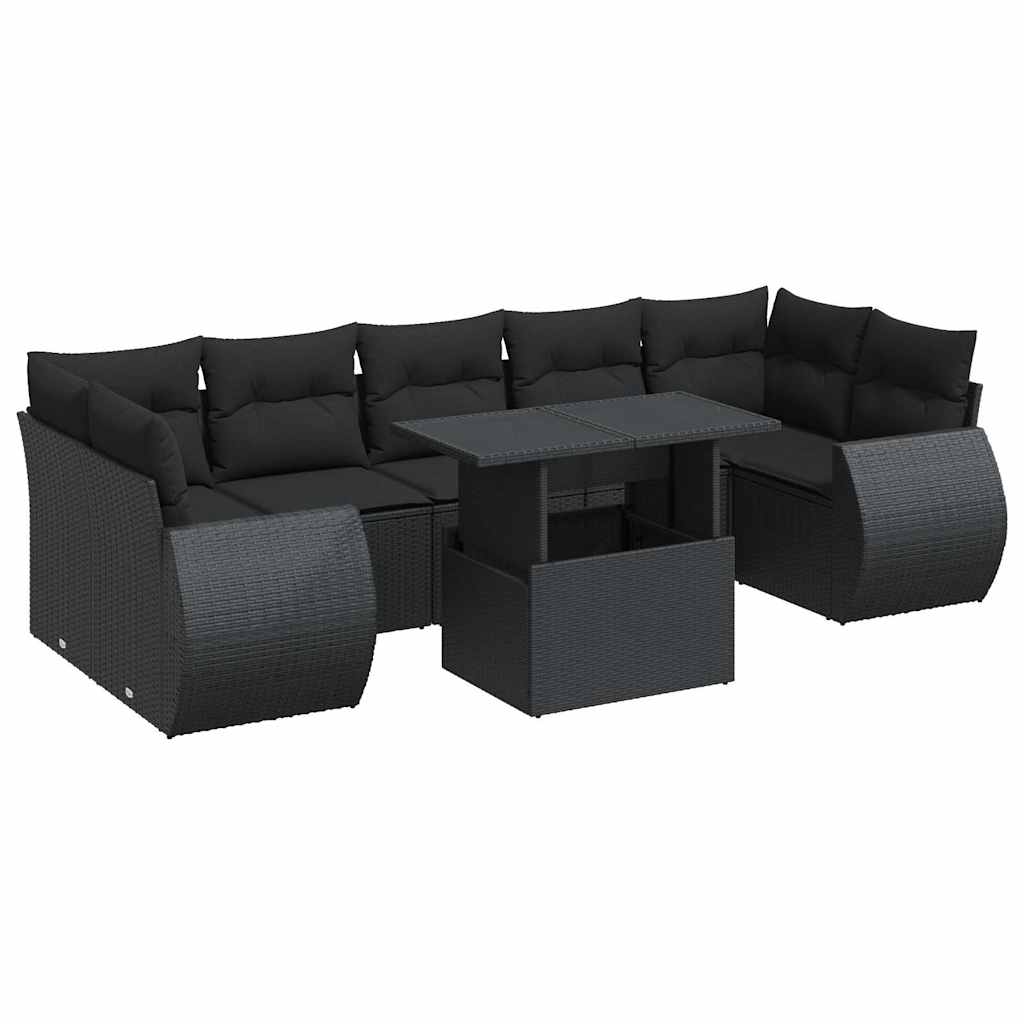 sofasæt til haven 8 dele med hynder polyrattan sort