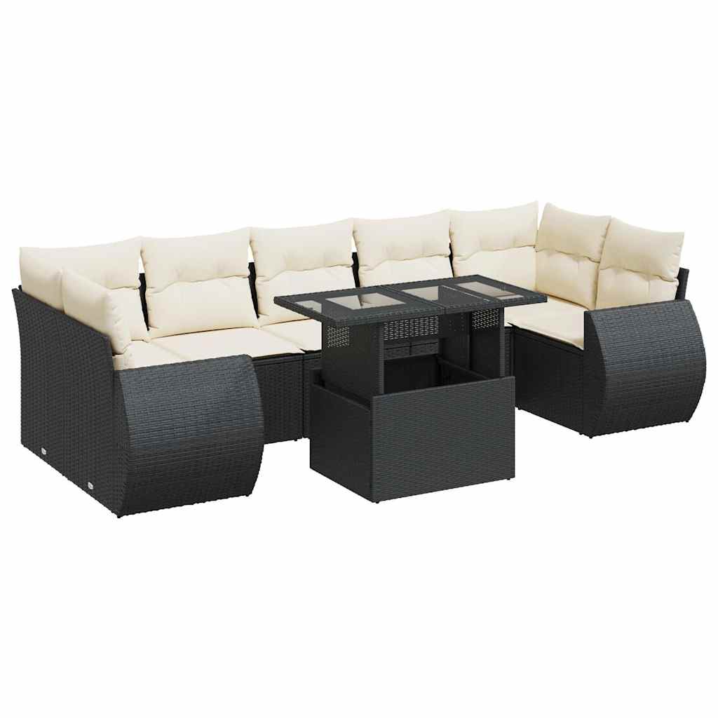 sofasæt til haven 8 dele med hynder polyrattan sort