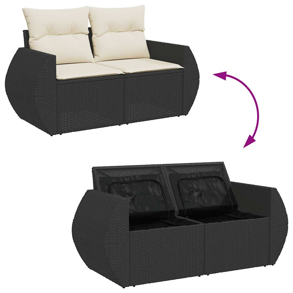 sofasæt til haven 8 dele med hynder polyrattan sort