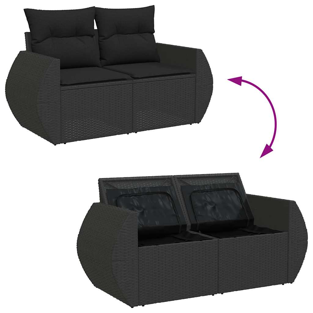 sofasæt til haven 9 dele med hynder polyrattan sort