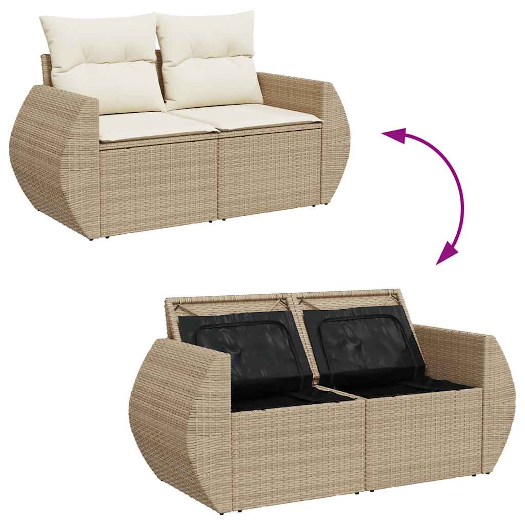 sofasæt til haven 9 dele med hynder polyrattan beige