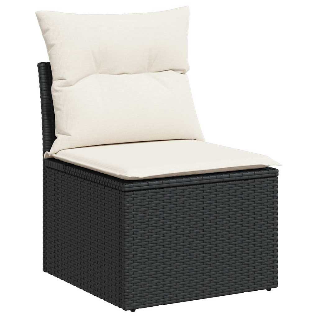 sofasæt til haven 6 dele med hynder polyrattan sort
