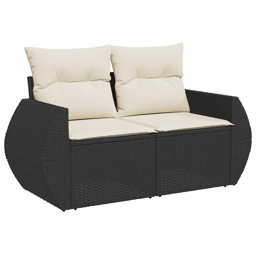 sofasæt til haven 6 dele med hynder polyrattan sort