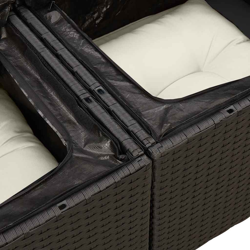 sofasæt til haven 6 dele med hynder polyrattan sort