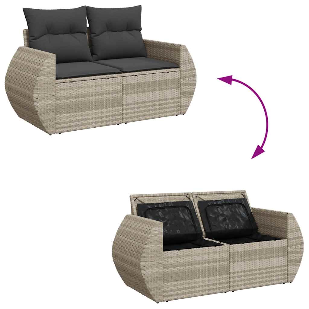 sofasæt til haven 8 dele med hynder polyrattan lysegrå