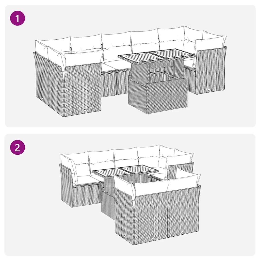 sofasæt til haven 8 dele med hynder polyrattan sort