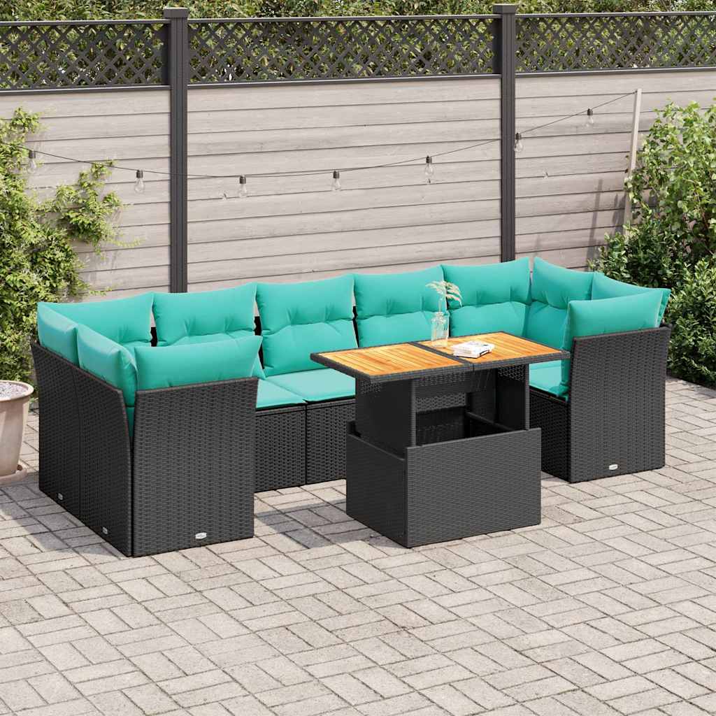 sofasæt til haven 8 dele med hynder polyrattan sort