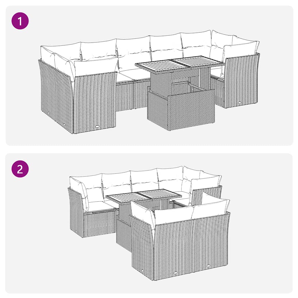 sofasæt til haven 8 dele med hynder polyrattan beige