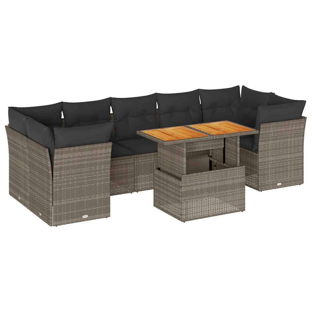 sofasæt til haven 8 dele med hynder polyrattan grå