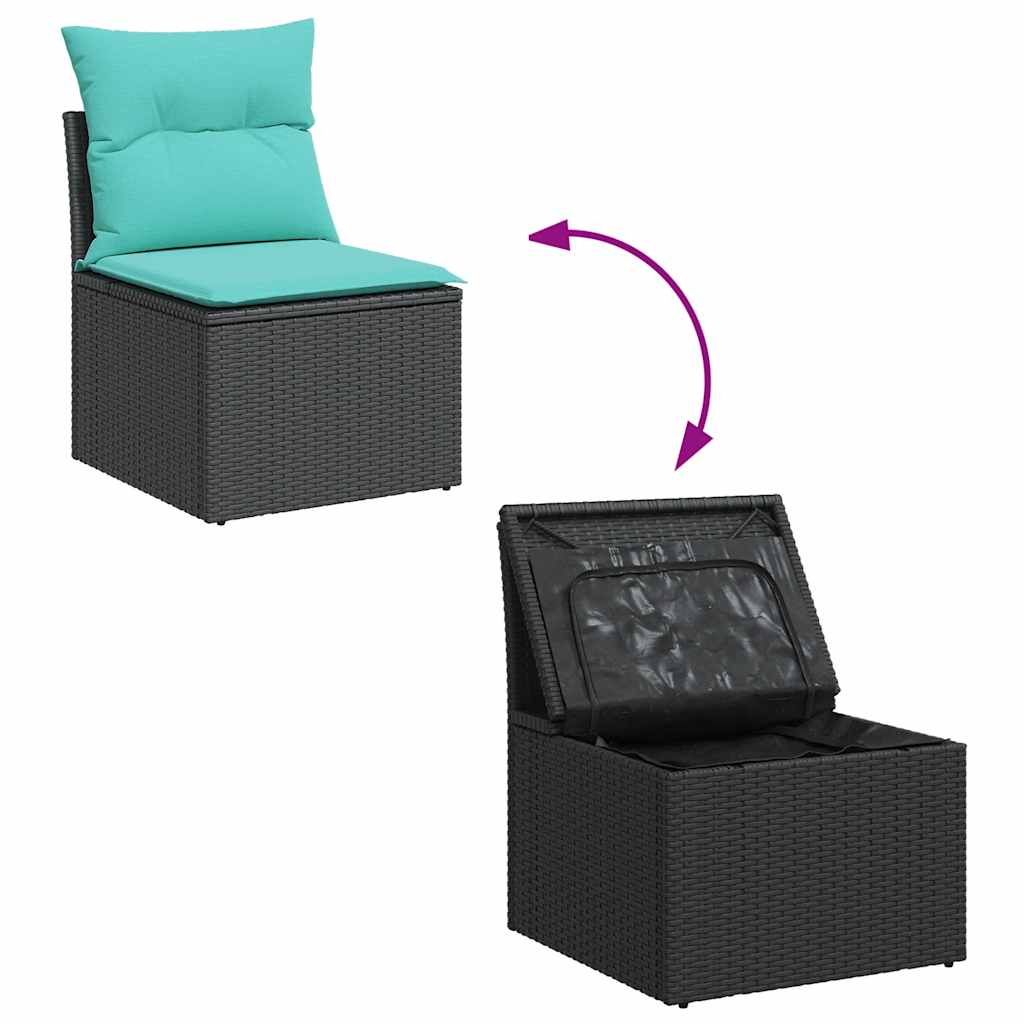 sofasæt til haven 6 dele med hynder polyrattan sort
